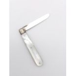 Silver bladed and MOP handle fruit knife