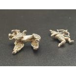 Miniature Silver Poodle and Archer Charm. 7.84g