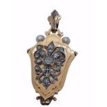Victorian 18k rose gold locket pendant with rose diamonds and pearls, weight 25.3g size 3.5x7.5cm