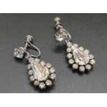 Pair of Teardrop White Stone Earrings.