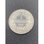 Silver South African high grade Shilling 1897 , condition extra fine/brilliant.