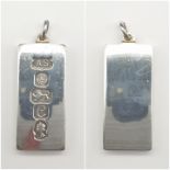 1977 Fully Hallmarked Silver Ingot. 31.8g