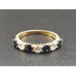 18k Yellow Gold Sapphire and Diamond Ring. Size K 2.25g