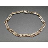 9K Yellow Gold Bracelet with Finely Decorated Linking Rectangles. 20cm. 5.76g