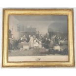 Antique Engraving by Abraham Raimbach of: Rent Day - original painting by Sir David Wilkie, 1817. In