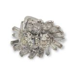 18k white gold diamond cluster ring with approx over 5ct diamonds in total, weight 10g and size M1/2