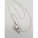 Sterling Silver Stone set Necklace. 14 inch length in presentation box.