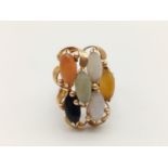 14k vintage yellow gold multi stone set, weight 7.9g and size P
