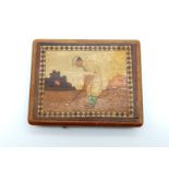 A Charming Vintage Wooden Golfers Cigarette Case. Button Activation works perfectly. 9 x7cm