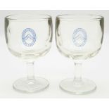 Pair of Masonic Heavy-Glass Goblets. 15cm tall