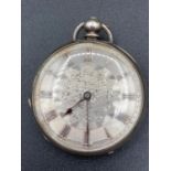 Antique silver MURET GENEVE pocket watch circa 1870 ,key winding mid size, having intricate floral
