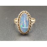 9k Yellow Gold Black Opal (as found) Ring. Size X 4.57g