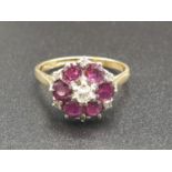 18k Yellow Gold Six-Stone Ruby and Diamond Ring. Size P. 3.72g