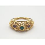 22K Yellow Gold Stone Set Ring. 2.6G. Size O.