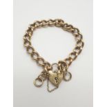 9K Yellow Gold Tiffany Style Bracelet with Heart Locket Charm. 18cm. 31.01g