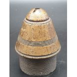 WW1 Artillery Brass Shell Fuse Cap. Dated 1916. 8cm tall. 929g. Good condition - Great Paperweight!