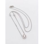 An elegant 14k white gold diamond necklace, weight 2.5g and approx 0.50ct diamonds chain 43cm long