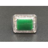 18k White Gold Natural Jade Ring. Size Q. 9.83g