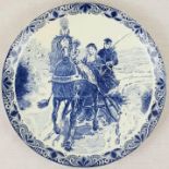 Large Vintage Royal Delft Boch Blue and White Wall Charger - Otto Eerelman, Bride and Groom Scene.