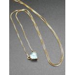 18K Yellow Gold Disappearing Necklace with Aquamarine Pendant. 46cm. 2.31g