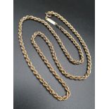 9k Yellow Gold Rope-Link Necklace. 54cm 6.78g