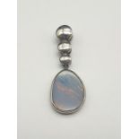 STERLING SILVER OPAL SET DROP PENDANT.