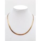 9K Yellow Gold Italian Herringbone Necklace. 40cm. 6.9g