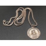 Silver Link Necklace with a St Christopher Pendant. 40cm. 9.91g