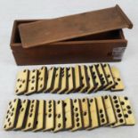 Vintage Domino Set in Original Slide-Open Wooden Box.