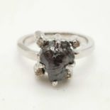 3.11 ct Rough Diamond Ring set In Sterling Silver and 0.08ct diamonds approx, weight 3.5g and size