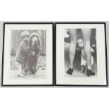 Two Lovable Black and White Prints. In Frames. 42 x 52cm