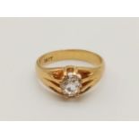 18k yellow gold antique diamond solitaire ring, WEIGHT 4.8G and approx 0.70ct brilliant cut diamond,