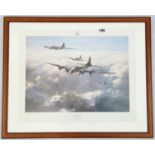 A PRINT OF THE FAMOUS PAINTING BY ROBERT TAYLOR OF THE MEMPHIS BELLE . 67 X 55 cms