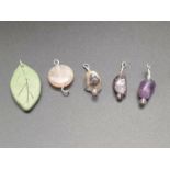 Five Mixed Gemstone Pendants. 11.66g total weight