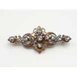 Impressive Antique Edwardian rose gold brooch with over 3ct of rose diamonds, weight 9.1g and 7cm