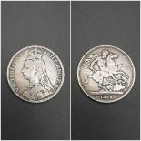 1888 Queen Victoria Jubilee Head Silver Crown. 27.8g