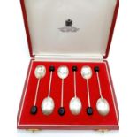 A Vintage Asprey of London Set of Six Silver Spoons. In original case. 44g. Spoons 9cm.