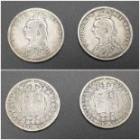 Two Queen Victoria Silver Half Crowns. 1889 and 1890. 27g