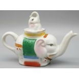 Vintage Porcelain Elephant Mother with Baby Teapot. 18 x 13cm