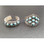 Two Expandable Silver Turquoise Rings. 4g