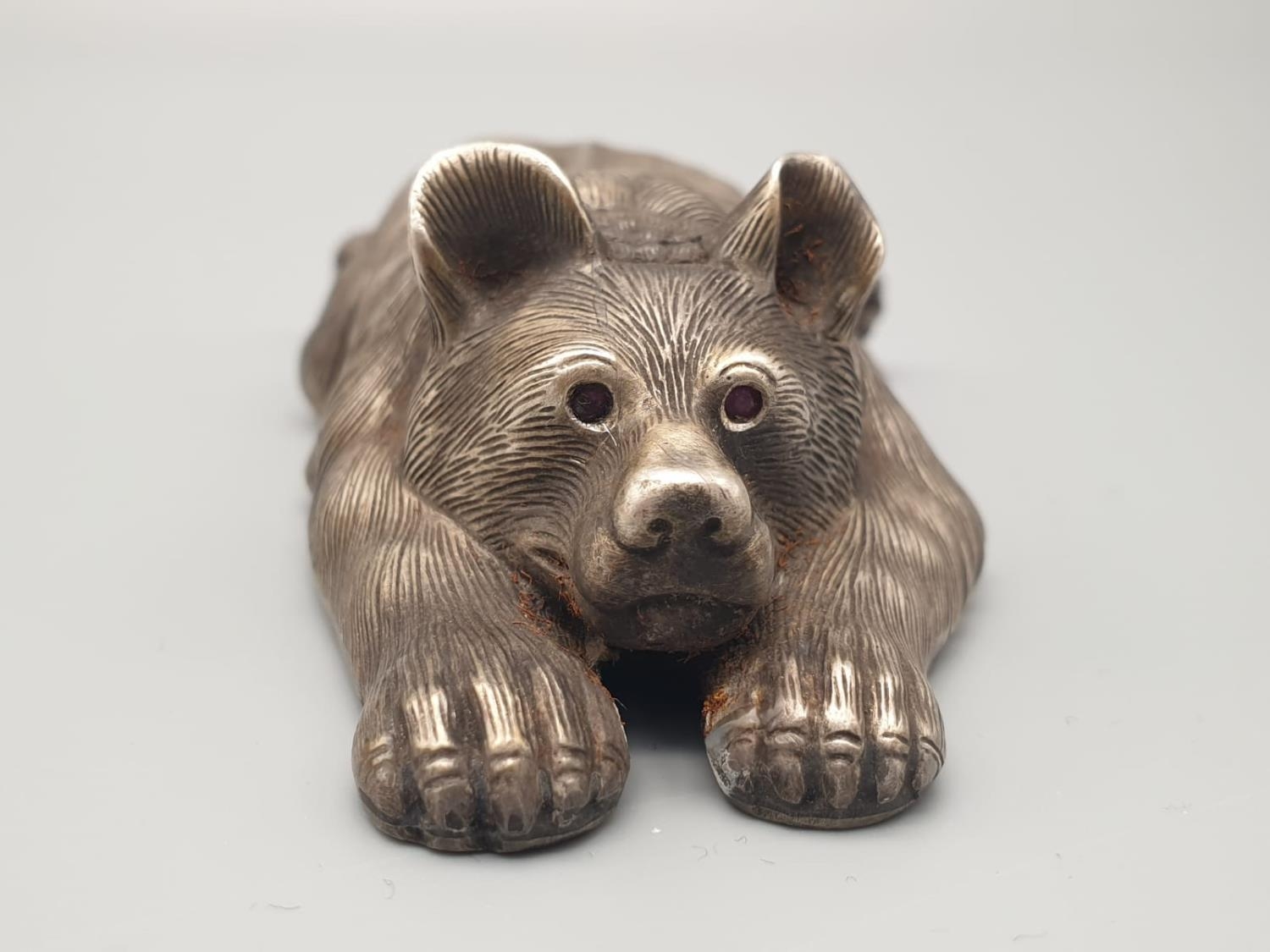 Russian solid silver rare bear paper weight. 110.2gms 11cms - Image 5 of 10