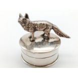 Unusual Silver Wolf Figurine on a Trinket/Pill Box Case. 5 x 5cm. 64g