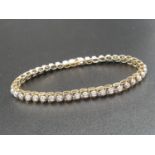 Beautiful 9k Yellow Gold Diamond Tennis Bracelet. 16cm. 9g