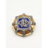 Antique diamond and enamel brooch set in 18k yellow and white gold, weight 17g marked Bravingtons