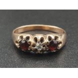 14K Yellow Gold Diamond and Ruby Ring. Size M 2.67g