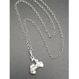 STERLING SILVER MOPED PENDANT AND CHAIN 3.68G.