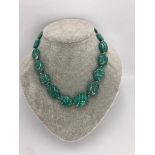 amazonite necklace with silver clasp and copper beads; around 92g and around 16inches