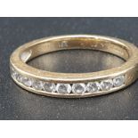 18k Yellow Gold Half Eternity Ladies Diamond Ring. 3.08g. Size L1/2