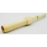 Antique Ivory Chinese Opium Pipe. Removable tip. 13cm long.