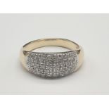 9K Yellow Gold Diamond Band Ring. 0.5 Carat. 3G. Size R.